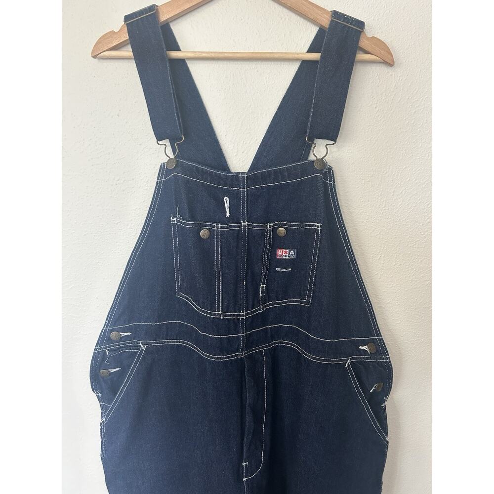 USA Works Denim Overalls Blue 42x30 Workwear Bib Overalls Mens Farm Carpenter